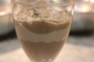 three layers of chocolate mousse